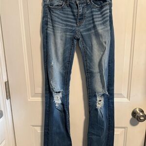 BKE Blue Distressed Bootcut Jeans